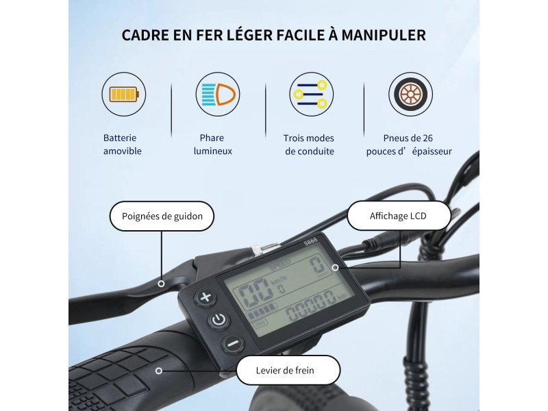 EVERCROSS EK8S – Bicicleta eléctrica de 26» con batería extraíble - Imagen 3