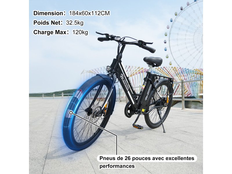 EVERCROSS EK8S – Bicicleta eléctrica de 26» con batería extraíble - Imagen 4
