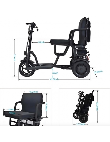 BOLA patinete eléctrico 3 ruedas para PMR estable con manillar alto - Imagen 30