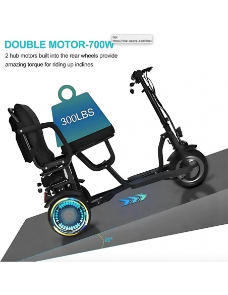 BOLA patinete eléctrico 3 ruedas para PMR estable con manillar alto - Imagen 33