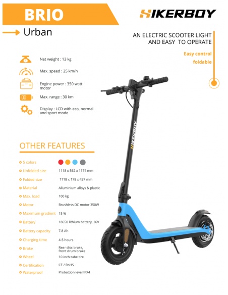 Brio 350 vatios patinete eléctrico ligero - Imagen 10