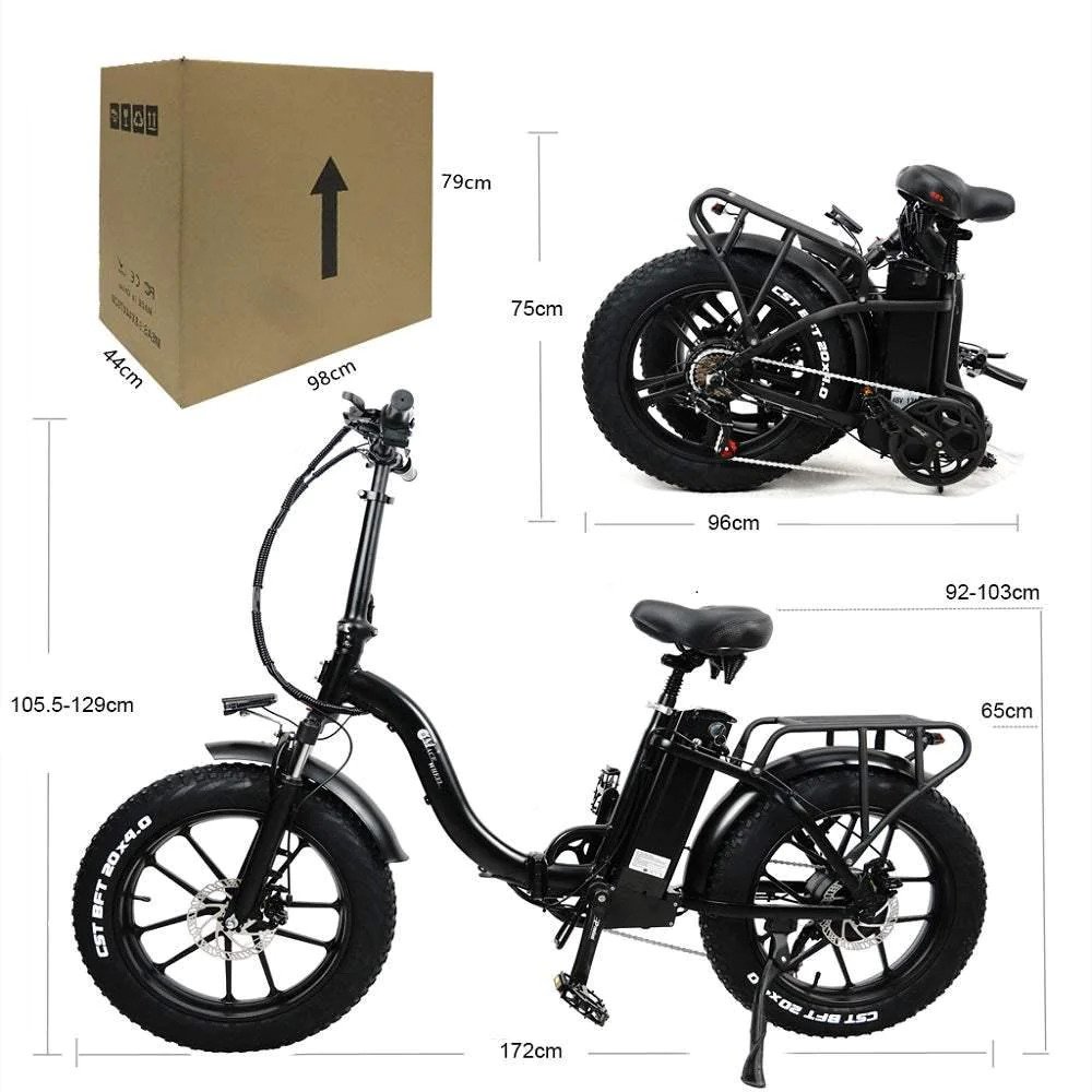 CMACEWHEEL Y20 – Bicicleta eléctrica plegable Fat Bike 750W - Imagen 4