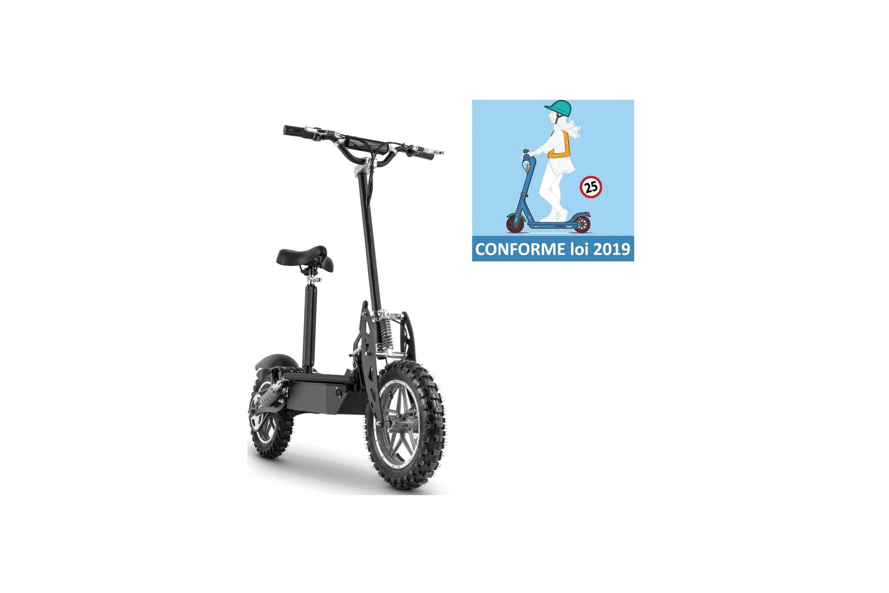 Patinete eléctrico Cross con asiento todoterreno 1000 vatios