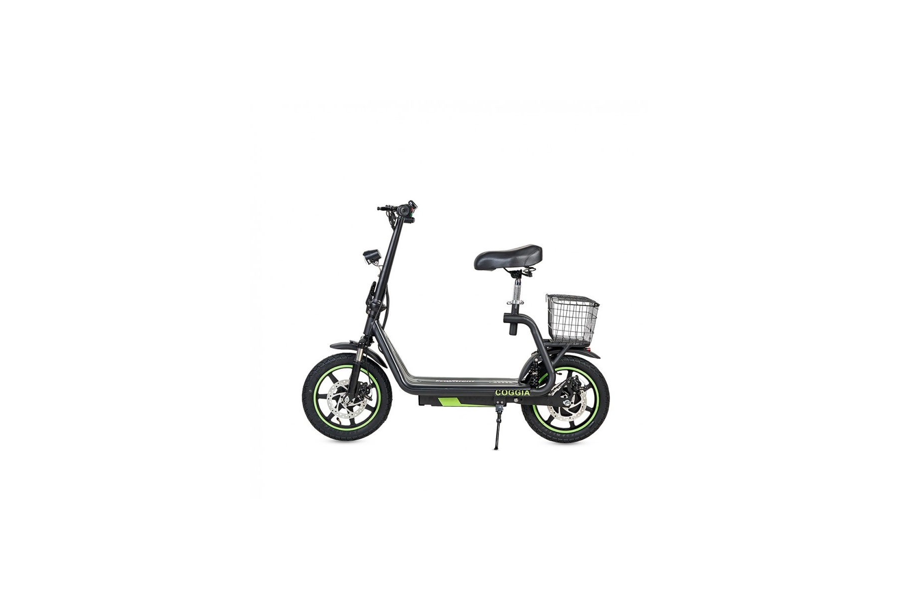 Bicicleta eléctrica sin pedales COGGIA con cesta 500 vatios plegable