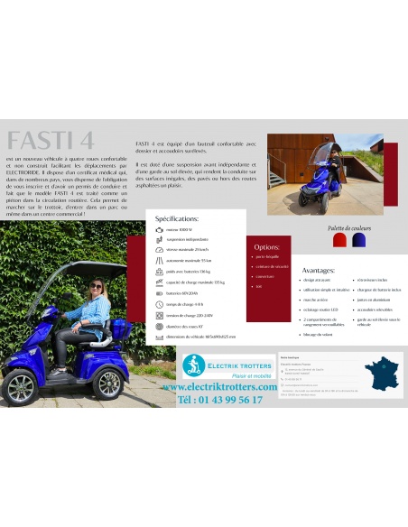 electroride FASTI 4 1000 vatios scooter eléctrico 4 ruedas para pmr homologado para carretera - Imagen 7