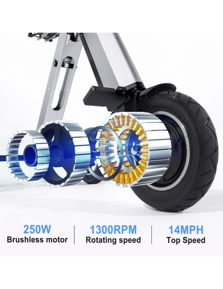 MATE 4 patinete eléctrico 3 ruedas plegable 16 kg batería extraíble patinete eléctrico triciclo 3 ruedas para PMR ultraligero - Imagen 19