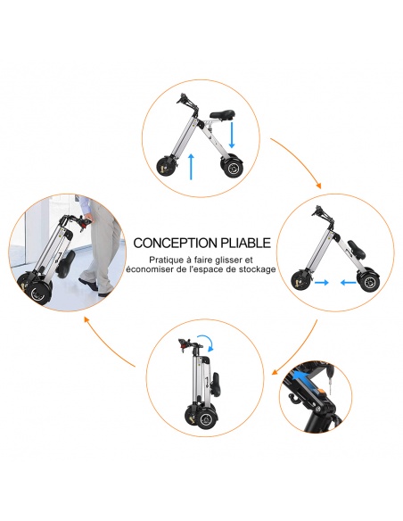 MATE 4 patinete eléctrico 3 ruedas plegable 16 kg batería extraíble patinete eléctrico triciclo 3 ruedas para PMR ultraligero - Imagen 20