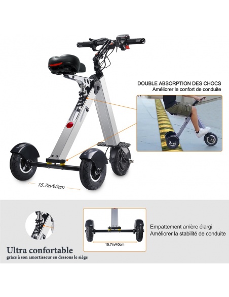 MATE 4 patinete eléctrico 3 ruedas plegable 16 kg batería extraíble patinete eléctrico triciclo 3 ruedas para PMR ultraligero - Imagen 28