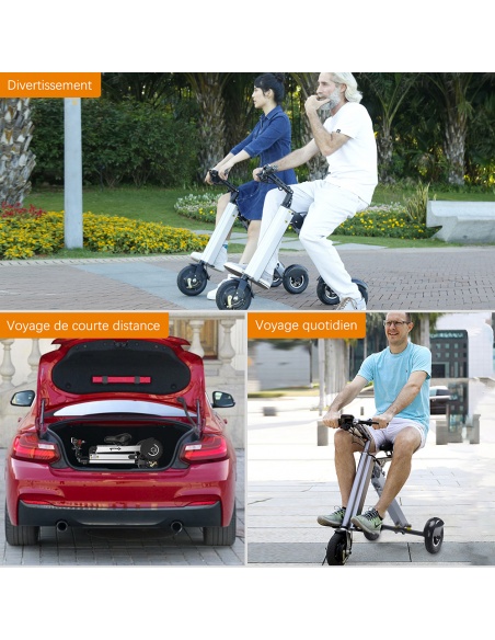 MATE 4 patinete eléctrico 3 ruedas plegable 16 kg batería extraíble patinete eléctrico triciclo 3 ruedas para PMR ultraligero - Imagen 5