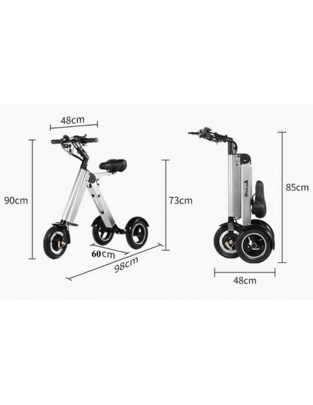 MATE 4 patinete eléctrico 3 ruedas plegable 16 kg batería extraíble patinete eléctrico triciclo 3 ruedas para PMR ultraligero - Imagen 9