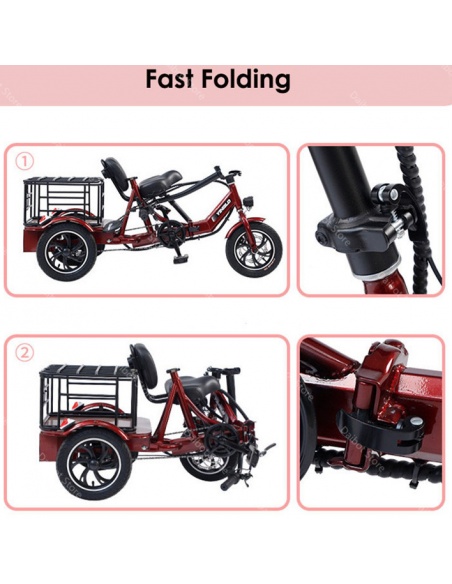 PASS 2 - Triciclo eléctrico de 3 ruedas para 2 personas con pedaleo asistido - Imagen 5