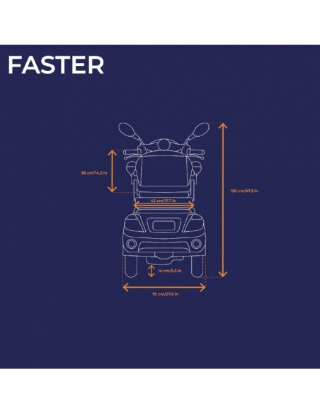 Scooter eléctrico 4 ruedas para personas mayores y PMR VELECO FASTER 1000 vatios - Imagen 6