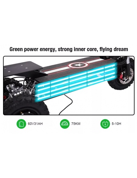 Patinete eléctrico FALCON de 3 ruedas, 5600 vatios, 3 motores, 60V 31Ah - Imagen 15