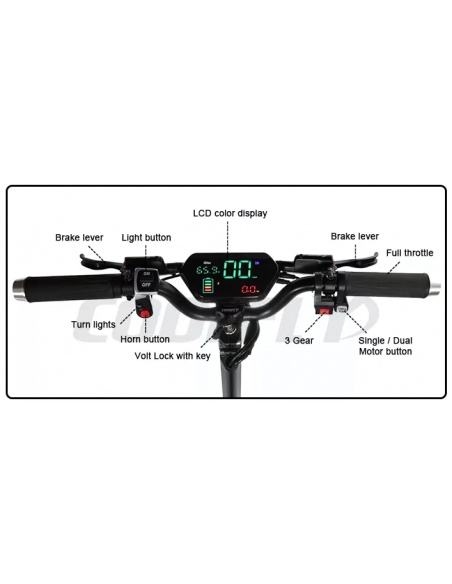 Patinete eléctrico FALCON de 3 ruedas, 5600 vatios, 3 motores, 60V 31Ah - Imagen 23
