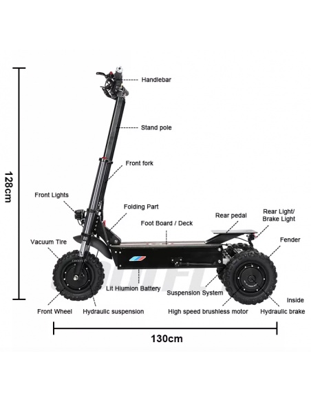 Patinete eléctrico FALCON de 3 ruedas, 5600 vatios, 3 motores, 60V 31Ah - Imagen 24