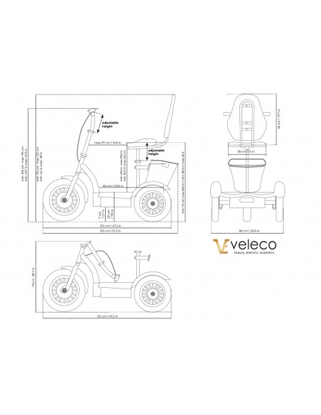 patinete eléctrico 3 ruedas estable para persona mayor y persona con discapacidad ZT16 Veleco 750 vatios - Imagen 18