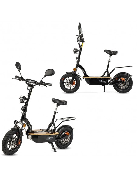 Patinete eléctrico Renton 1200 vatios con batería de litio, asiento y espacio para cesta trasera - Imagen 2