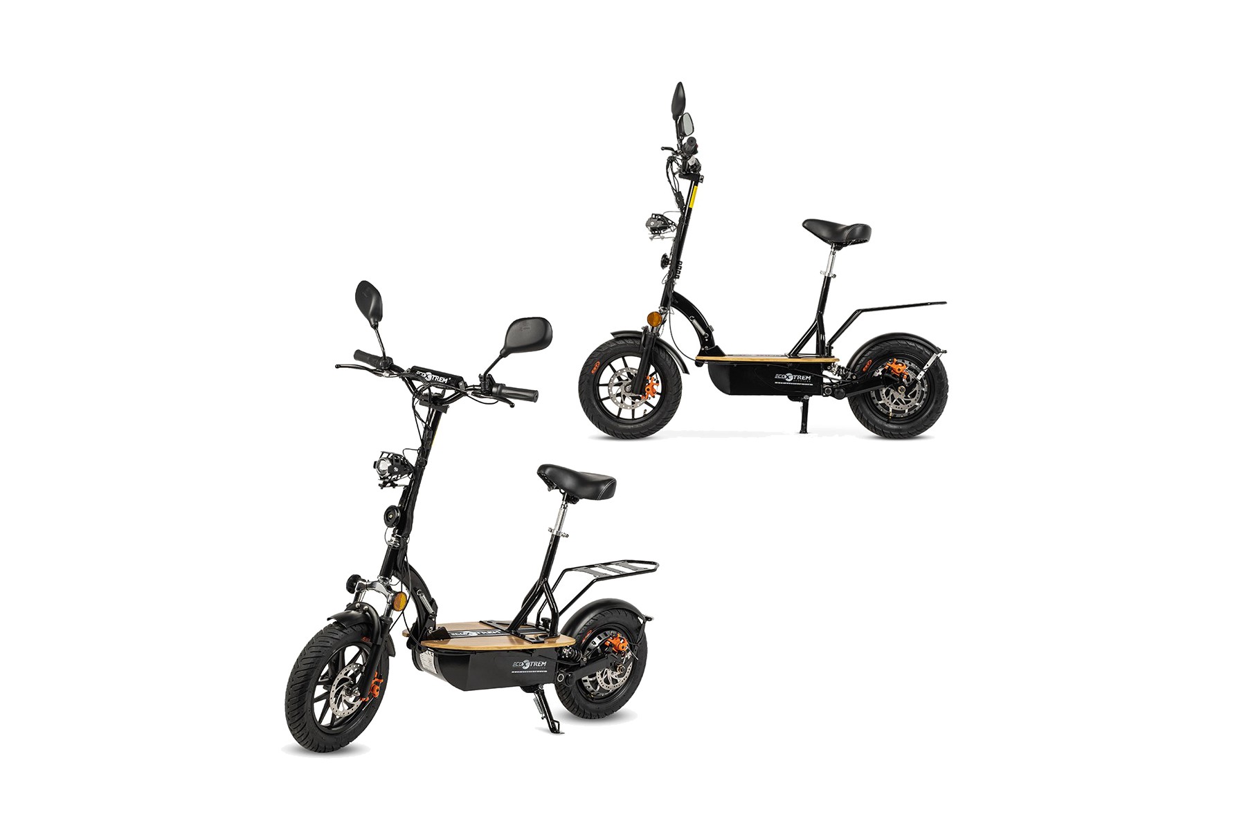Patinete eléctrico Renton 1200 vatios con batería de litio, asiento y espacio para cesta trasera